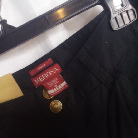 Merona Cropped Pants 10 Fit 1 Below Waist Relaxed Hip Black - Picture 6 of 14